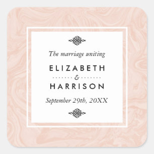 Sticker Carré Rose marbré Elégant mariage vintage Faveur du mari
