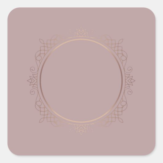 Sticker Carré Rose moderne Gold Blank Modèle Ajouter votre texte (Devant)