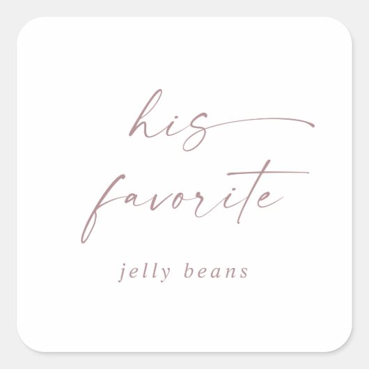 Sticker Carré Rose moderne Gold Script Sa Faveur Mariage Favorit (Devant)