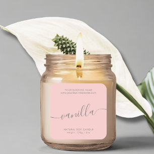 Sticker Carré Rose moderne rose gris script chandelier produit é