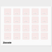 Sticker Carré Rose Moderne Rouge Personnalisée Monogramme Nom - (Feuille)
