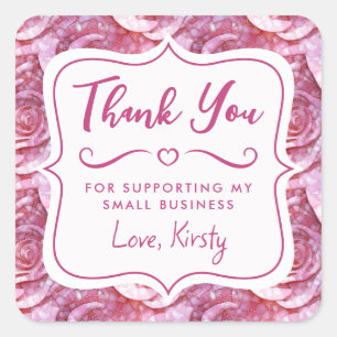 Sticker Carré Rose Mosaïque Rose Élégante pour Petite Entreprise