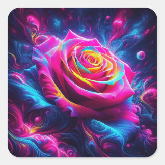 Sticker Carré Rose Neon dynamique