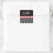 Sticker Carré rose noir blanc Polka point Monogram (Sac)