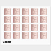 Sticker Carré Rose or nom script 21e anniversaire (Feuille)