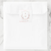 Sticker Carré Rose or simple crête botanique monogramme mariage (Sac)
