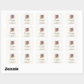 Sticker Carré Rose, orange et blanc Roses Florales (Feuille)