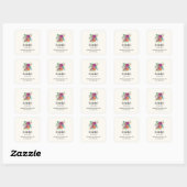 Sticker Carré Rose, orange et blanc Roses Florales (Feuille)