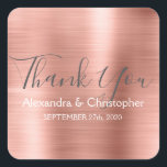 Sticker Carré Rose pâle | Mariage Rose Gold Favor Merci<br><div class="desc">Rose pâle | Sceau Mariage rose Rose Or Favor Sticker Merci. Cet autocollant peut être customisé pour inclure votre nom et votre date de mariage et être utilisé pour sceller vos invitations de mariage ou sacs de faveur. Cet autocollant de mariage d'or rose fait partie de la collection de mariages...</div>