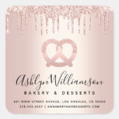 Sticker Carré Rose Parties scintillant or Driving Bakery Restaur (Devant)