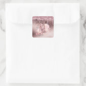 Sticker Carré Rose Parties scintillant or  retraite surprise (Sac)