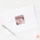 Sticker Carré Rose Parties scintillant or  retraite surprise (Enveloppe)