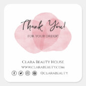 Sticker Carré Rose Pétales Merci Félicitations maison (Devant)