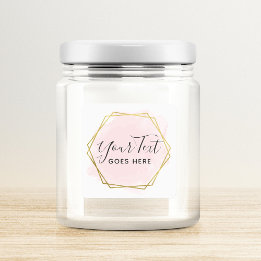 Sticker Carré Rose Poudré Aquarelle & Géométrique Moderne Doré É