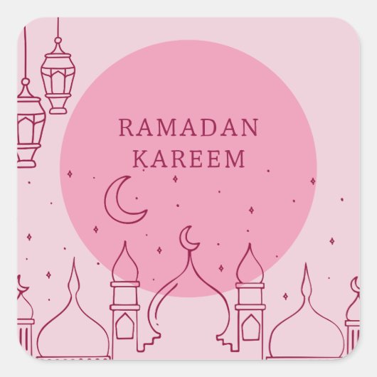 Sticker Carré rose Ramadan Kareem (Devant)