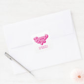 Sticker Carré Rose Rétro Chaud Groovy (Enveloppe)
