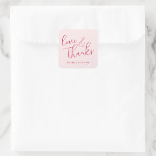 Sticker Carré Rose Romantique Merci d'Amour