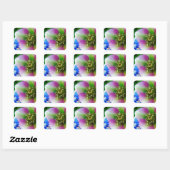 Sticker Carré Rose rose carême bleu boule de verre (Feuille)