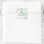 Sticker Carré Rose rose Eucalyptus feuillage 50e anniversaire (Sac)