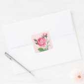 Sticker Carré Rose rose florale moderne pastel (Enveloppe)