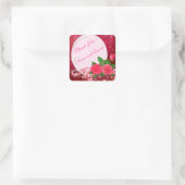 Sticker Carré Rose Rose Luxe Moderne Rose Ajoutez Votre Texte (Sac)