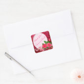 Sticker Carré Rose Rose Luxe Moderne Rose Ajoutez Votre Texte (Enveloppe)