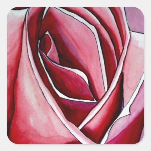 Sticker Carré Rose Rose macro fleurs aquarelle art abstrait (Devant)