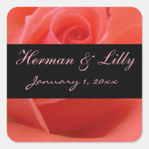 Sticker Carré Rose rose rose mariage personnel blanc