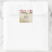 Sticker Carré Rose rose rose rose dorée 80e anniversaire (Sac)