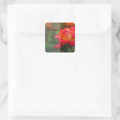 Sticker Carré Rose rouge et jaune Mariage personnalisé (Sac)