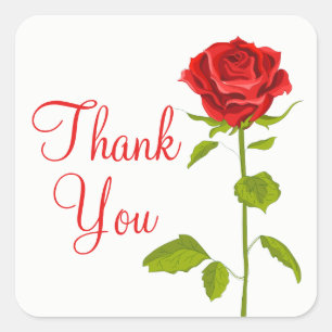 Sticker Carré Rose rouge Floral Merci Fleurs de mariage Jardin