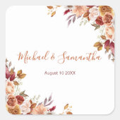 Sticker Carré Rose rustique et Mariage de automne Chrysanthemum (Devant)