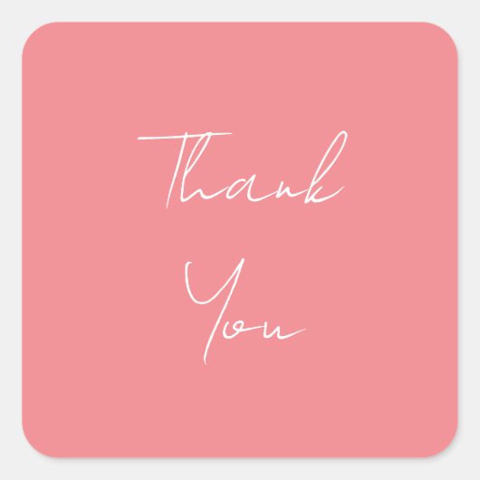 Sticker Carré Rose Script manuscrit professionnel Merci (Devant)