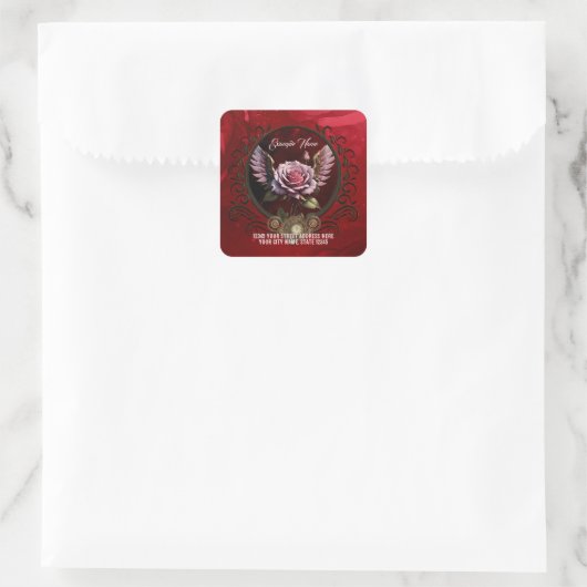 Sticker Carré Rose Steampunk (Sac)