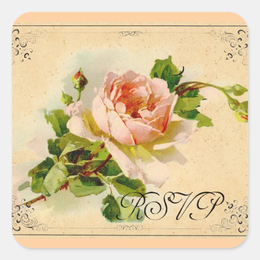 Sticker Carré Rose victorienne (Devant)