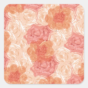 Sticker Carré Rose vintage Peach pastel motif