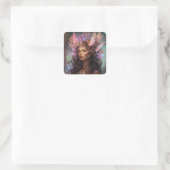 Sticker Carré Rose violet Fairy Queen Imaginaire Art (Sac)