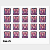 Sticker Carré Rose violet Fairy Queen Imaginaire Art (Feuille)