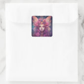 Sticker Carré Rose violet Fairy Queen Imaginaire Art (Sac)