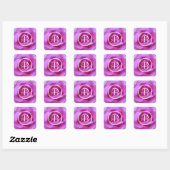 Sticker Carré rose violet rose photo de fleur monogramme chic (Feuille)