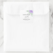 Sticker Carré Rose violet rustique Floral Eucalyptus Boho Mariag (Sac)