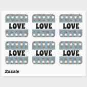 Sticker Carré Rosebuds & Coeurs Amour (Feuille)