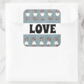 Sticker Carré Rosebuds & Coeurs Amour (Sac)