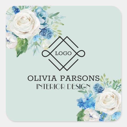 Sticker Carré Roses blanches (Devant)