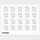Sticker Carré Roses blanches Monogramme Feuillage Eucalyptus Mar (Feuille)