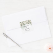Sticker Carré Roses blanches romantiques Eucalyptus et mariage d (Enveloppe)