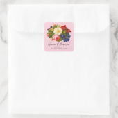 Sticker Carré Roses blanches roses Rouge Orange Bleu Papillon fl (Sac)