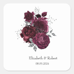 Sticker Carré Roses Bourgogne