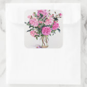 Sticker Carré Roses dans un bocal de verre (Sac)