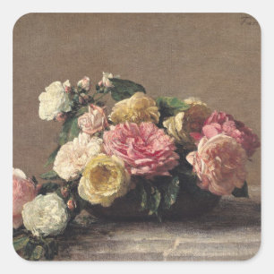 Sticker Carré Roses dans un plat, 1882